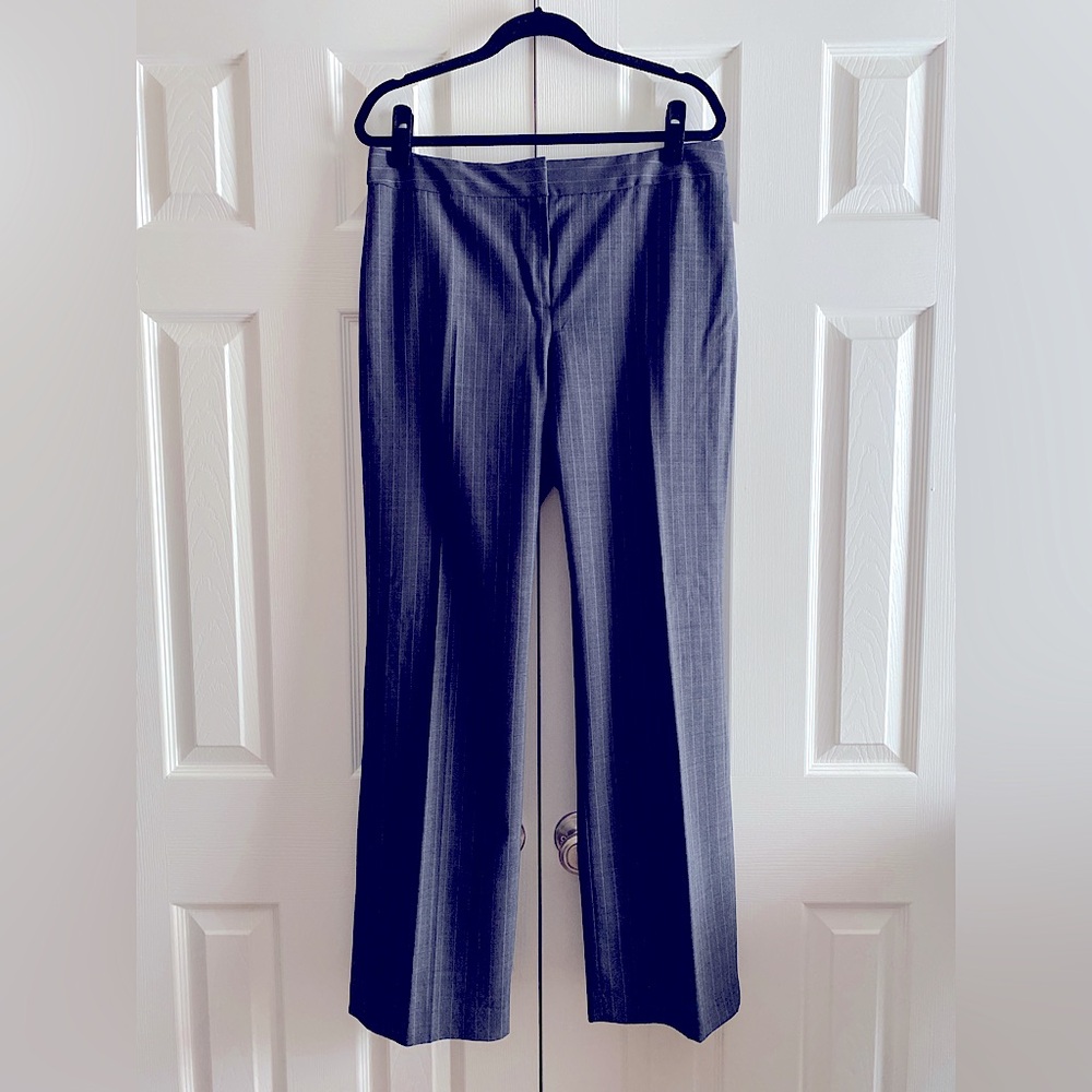 JONES NEW YORK NAVY WOOL BLEND PINSTRIPE WIDE LEG PANTS CAREER Blue 12